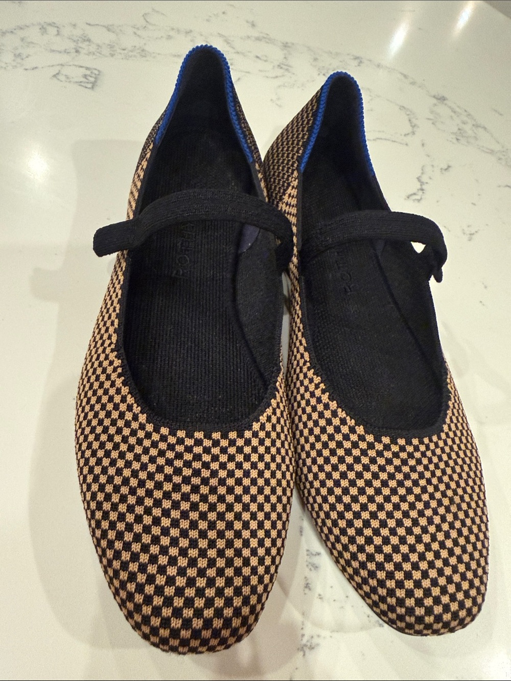 Rothy's The Square Mary Jane in Wren Brown and Black Micro Checkered Size 9 - Picture 2 of 11